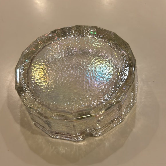 Vintage Thick Heavy Glass Iridescent Hexagonal Blenko Ashtray Mid- Century 6” - Picture 3 of 6